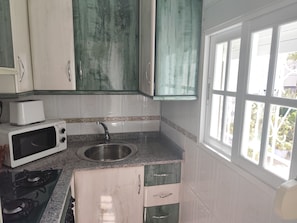 Microondas, horno y placa de cocina