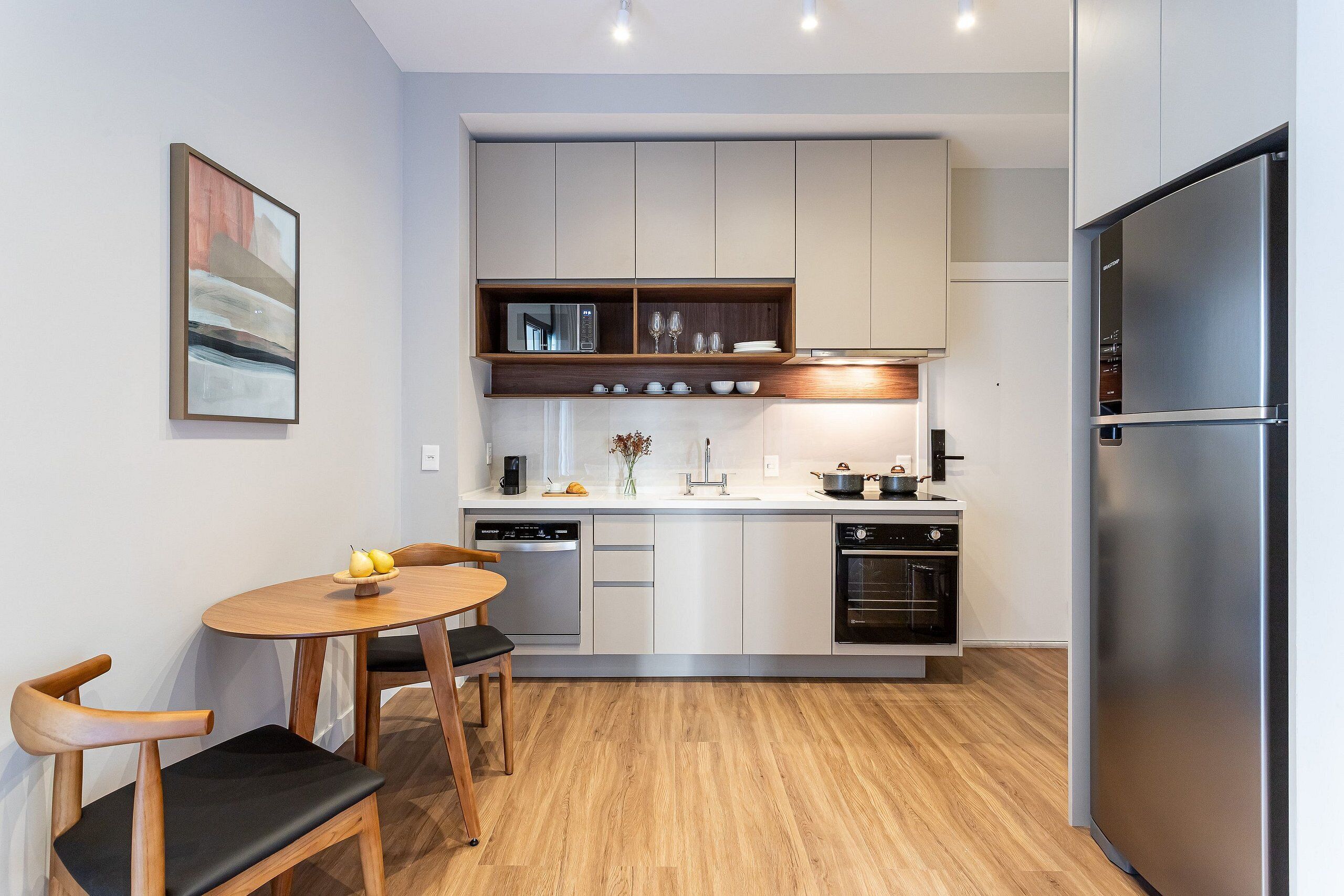 Exclusive Apartment | Private kitchen | Full-sized fridge, microwave, stovetop, coffee/tea maker