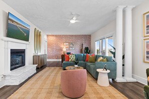 Smart TV, fireplace, video games, table football