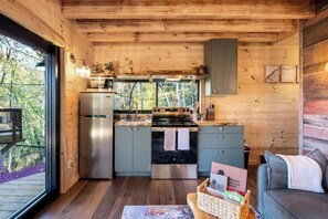 Fridge, microwave, oven, coffee/tea maker