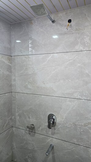 Superior Suite | Bathroom | Shower, towels, soap, shampoo - Hotel Priyanka palace lodging  (Jamner)