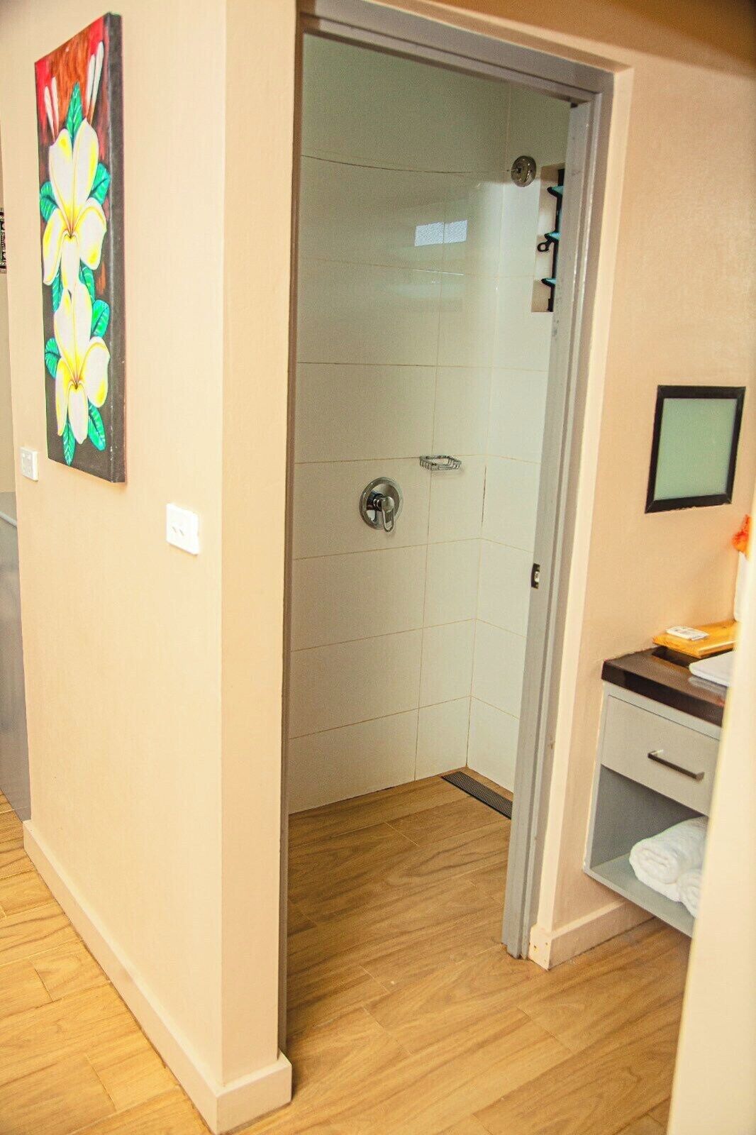 淋浴設備、吹風機、毛巾、  肥皂