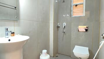 Standard Double Room, Air conditioning | Bathroom | Shower, rainfall showerhead, slippers, towels