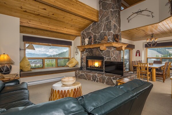 TV, fireplace