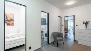 Deluxe Apartment, Balcony, City View | Premium bedding, blackout drapes, iron/ironing board