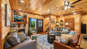 TV connectée, cheminée, jeux vidéo, lecteur de DVD