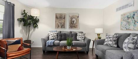 TV, fireplace, offices