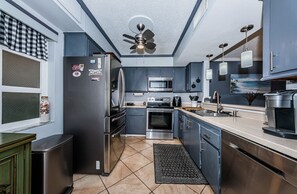 Fridge, microwave, oven, dishwasher
