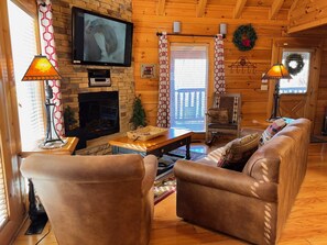 TV, fireplace, video games