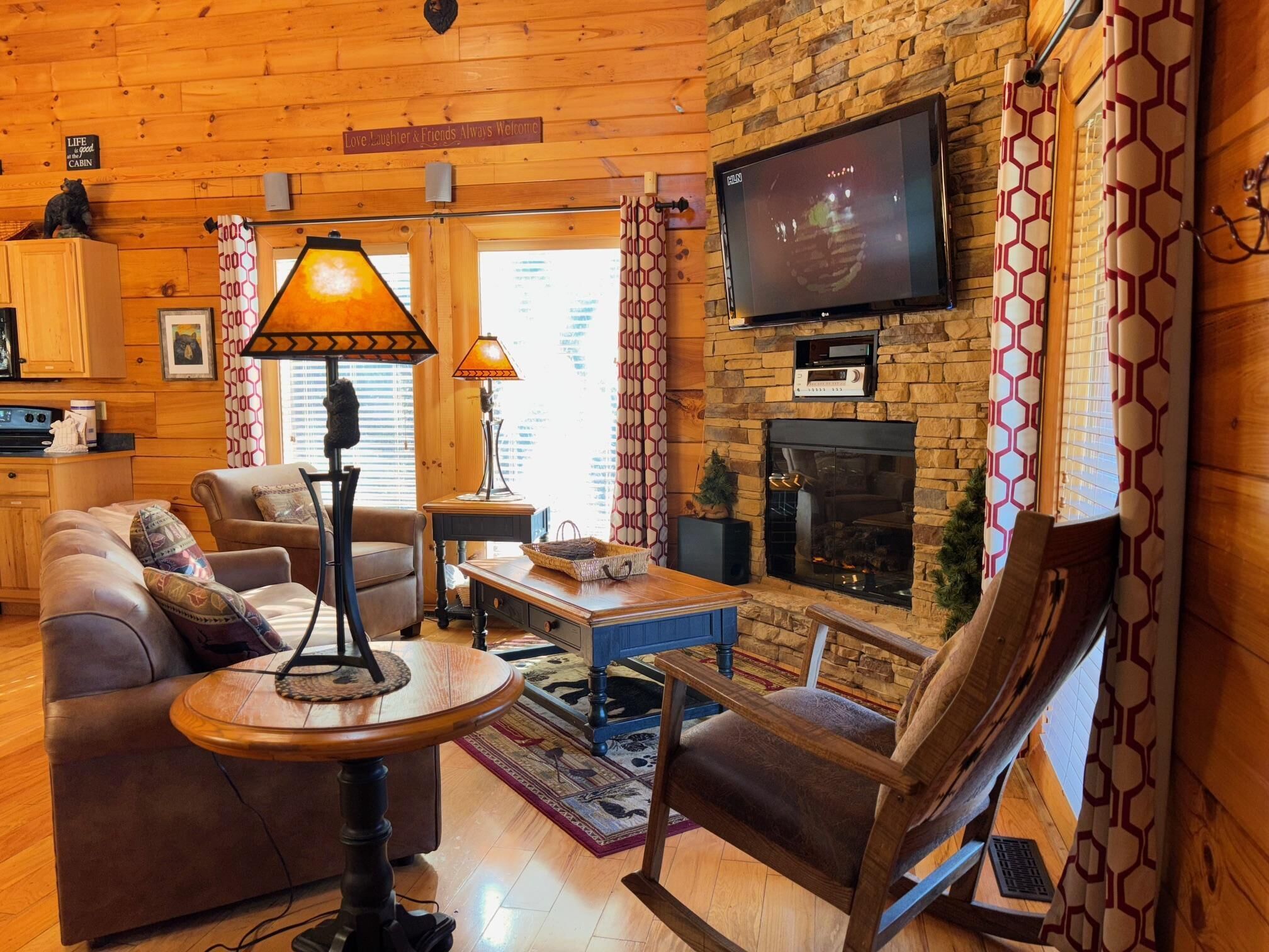 TV, fireplace, video games