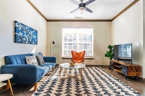 TV, fireplace, offices