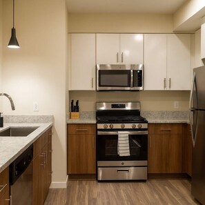 Fridge, microwave, stovetop, dishwasher