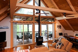 Smart TV, DVD player, books, video library
