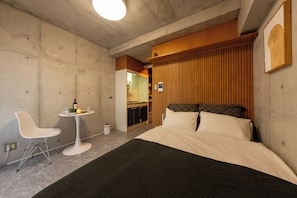 Desk, laptop workspace, blackout drapes, free WiFi
