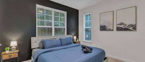 2 bedrooms, iron/ironing board, travel crib, WiFi