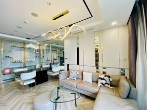 Apartment, 2 Bedrooms, Balcony, City View | Living area