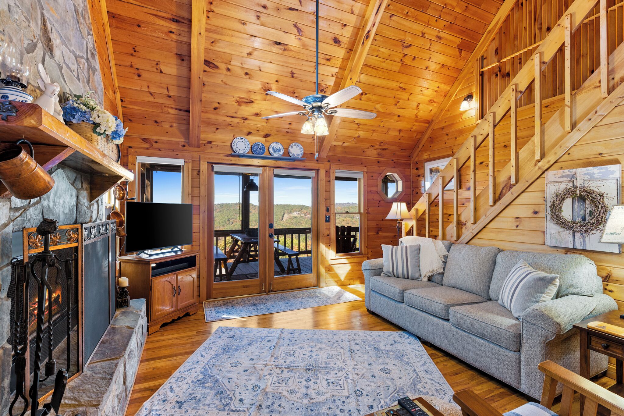 TV, fireplace, DVD player