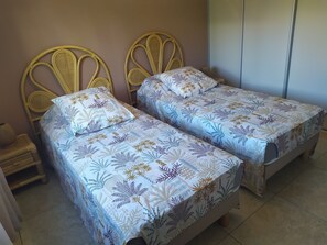 2 bedrooms, iron/ironing board, travel cot, bed sheets