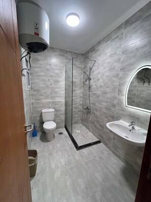 Shower, soap, toilet paper