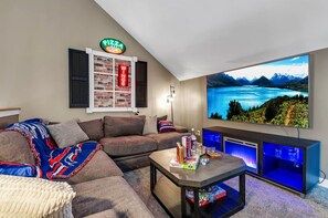 Smart TV, fireplace, video games, books