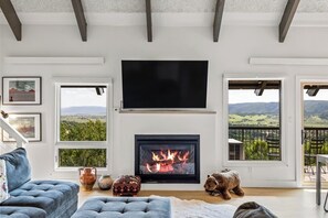 Smart TV, fireplace, computer monitors, printers