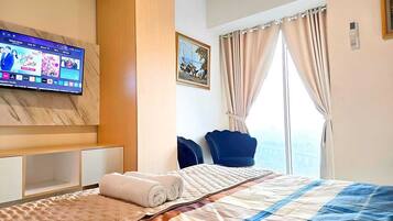 1 quarto, acesso à internet, roupa de cama