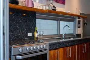 Fridge, microwave, oven, coffee/tea maker