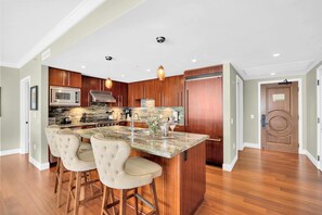 Fridge, microwave, oven, dishwasher