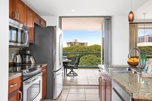 Fridge, microwave, oven, dishwasher