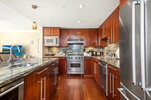 Fridge, microwave, oven, dishwasher