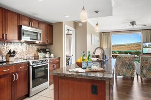 Microwave, oven, dishwasher, coffee/tea maker
