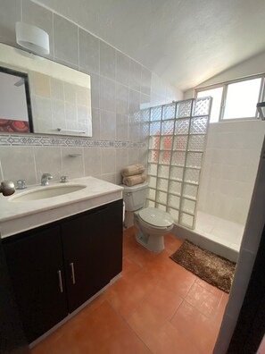 Dusche, Handtücher, Toilettenpapier