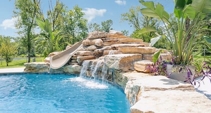 Cozy Cabin in the Country with resort style pool!  Secluded, Slide and Waterfall