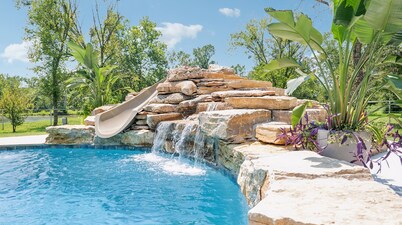 Cozy Cabin in the Country with resort style pool!  Secluded, Slide and Waterfall