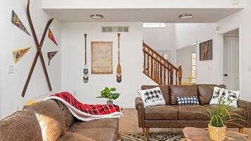 Smart TV, fireplace, video games, foosball