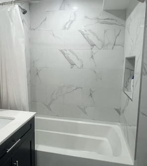 Hair dryer, towels, toilet paper