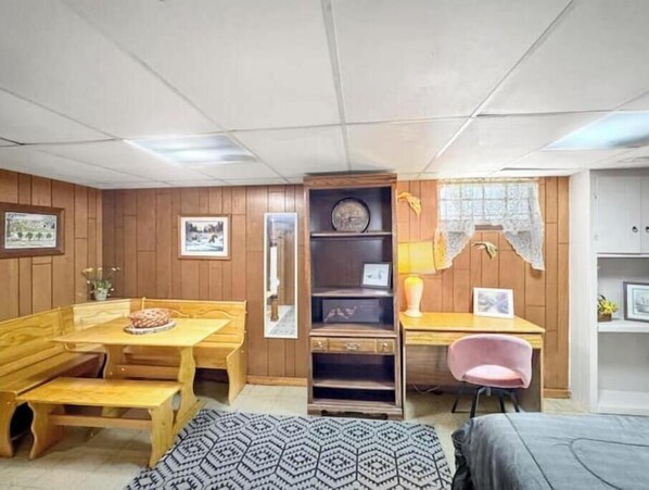 Desk, iron/ironing board, travel cot, free WiFi
