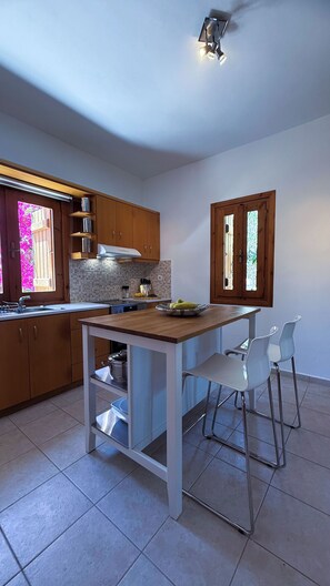 Fridge, oven, stovetop, coffee/tea maker
