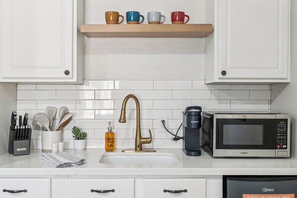 Microwave, oven, stovetop, dishwasher