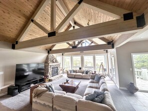 Smart TV, fireplace, foosball, offices