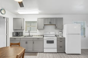 Microwave, oven, stovetop, coffee/tea maker