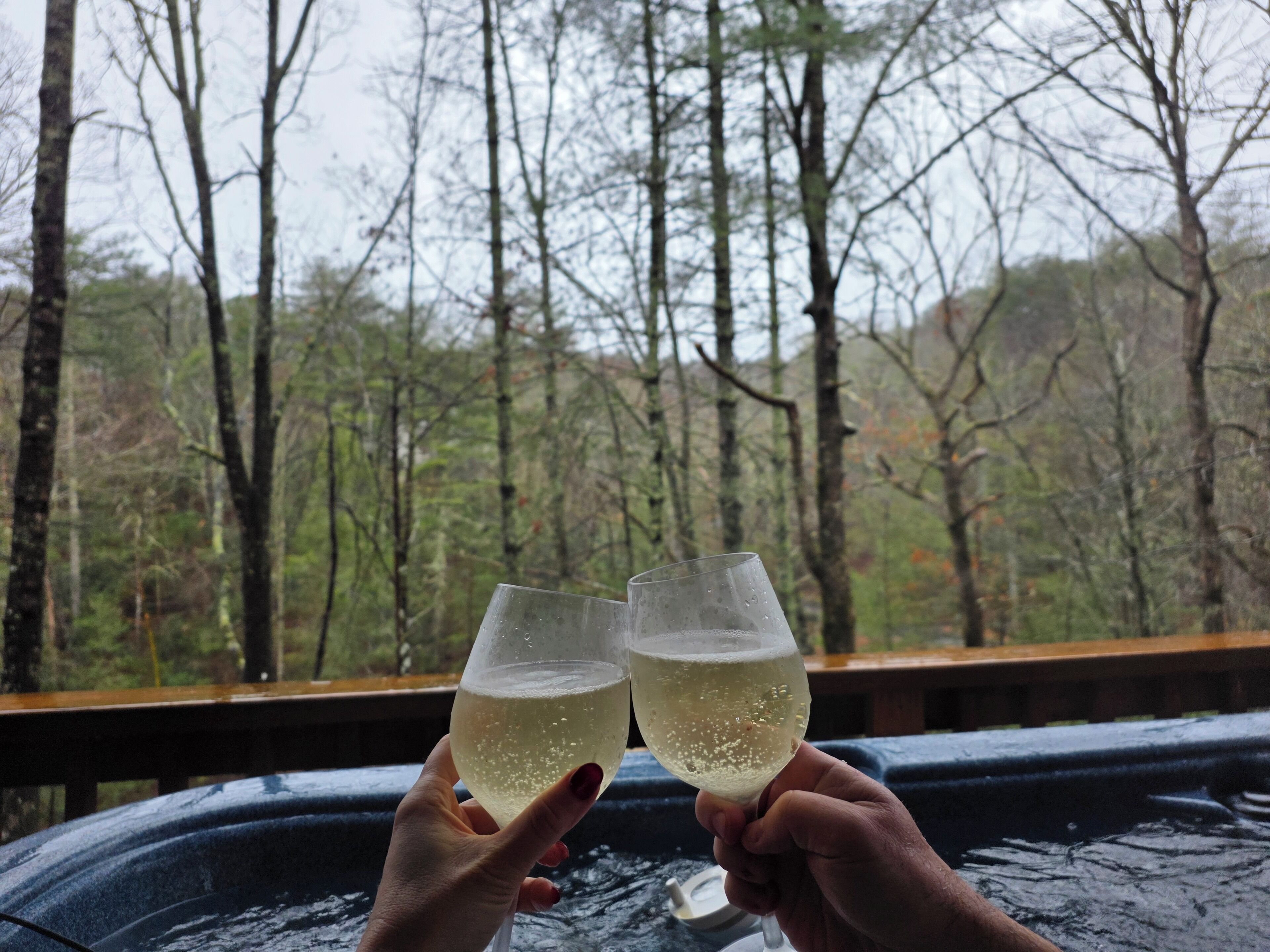 Great way to start your day, or end it... in the HotTub with glass or wine