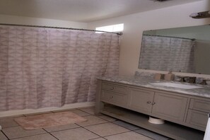 Hair dryer, towels, toilet paper