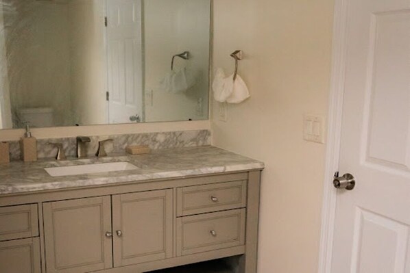 Hair dryer, towels, toilet paper