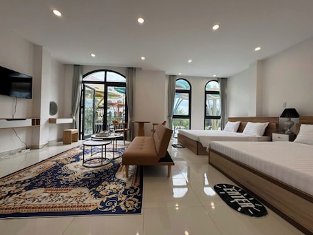 Superior Quadruple Room, Balcony, Garden View | Desk, free WiFi, bed sheets