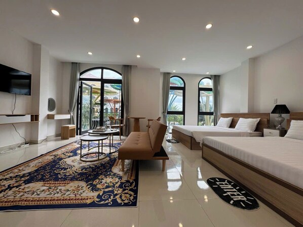 Superior Quadruple Room, Balcony, Garden View | Desk, free WiFi, bed sheets
