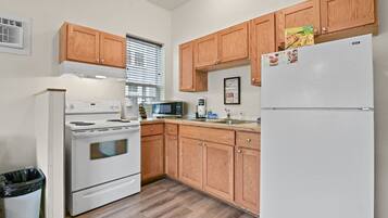 Fridge, microwave, stovetop, dishwasher