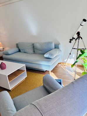 Smart-TV, Kamin, Videospiele, Bücher