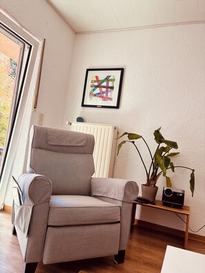 Smart-TV, Kamin, Videospiele, Bücher