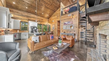 Smart TV, fireplace, video games, books